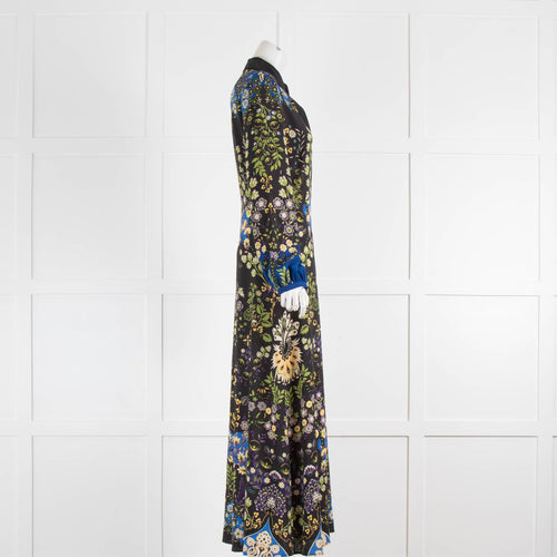 Etro Black Tuiga Floral-Print Crepe Midi Dress
