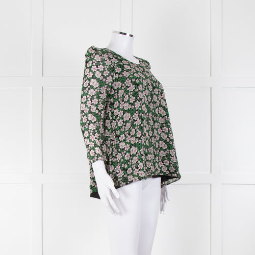 Claudie Pierlot Green Pink Floral Long Sleeve Top