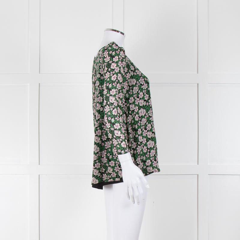 Claudie Pierlot Green Pink Floral Long Sleeve Top