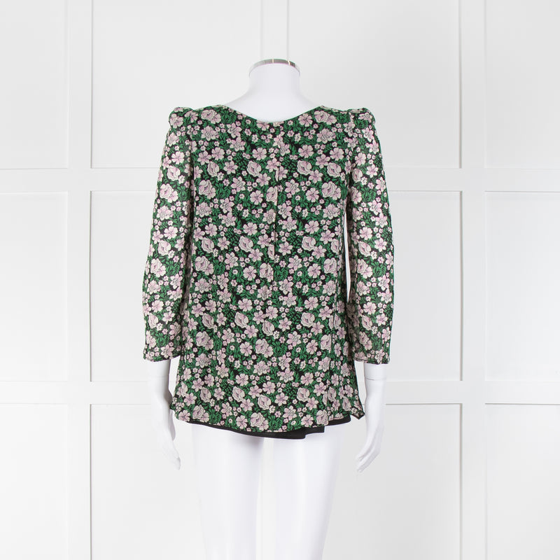 Claudie Pierlot Green Pink Floral Long Sleeve Top