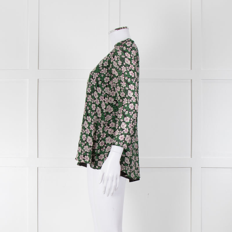 Claudie Pierlot Green Pink Floral Long Sleeve Top