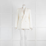 Nili Lotan White Boxy Pimpton Wool Grain De Poudre Double Breasted Blazer