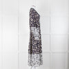 Beulah London Navy White Floral Neck Tie Long Dress