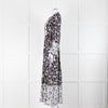 Beulah London Navy White Floral Neck Tie Long Dress