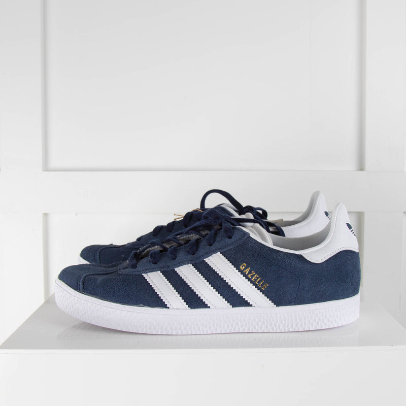 Adidas Blue and White Stripe Gazelle Trainers