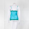 Vannina Vesperini Turquoise Blue Silk Jade Lace Trim Camisole