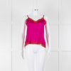 Vannina Vesperini Fushia Pink Silk Red Lace Trim  Camisole