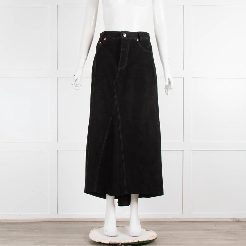 Raey Black A-Line 5 Pocket Suede Skirt