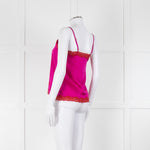 Vannina Vesperini Fushia Pink Silk Red Lace Trim  Camisole