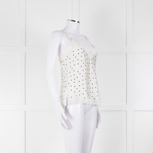 Vannina Vesperina Cream Black Polka Dot Silk Camisole