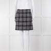 Alessandra Rich Black White Silver Lurex Tweedy Wool Blend Mini Skirt