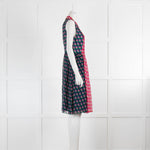 DVF Pink Navy Green Floral Sleeveless Front Button Dress