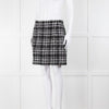 Alessandra Rich Black White Silver Lurex Tweedy Wool Blend Mini Skirt