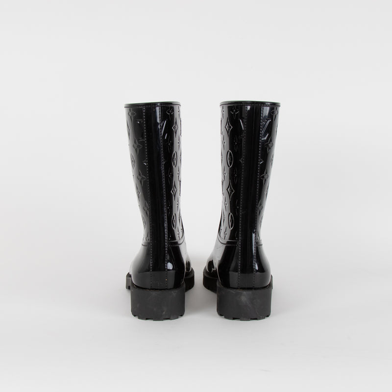 Louis Vuitton Black Drops Flat Half Wellington Boots