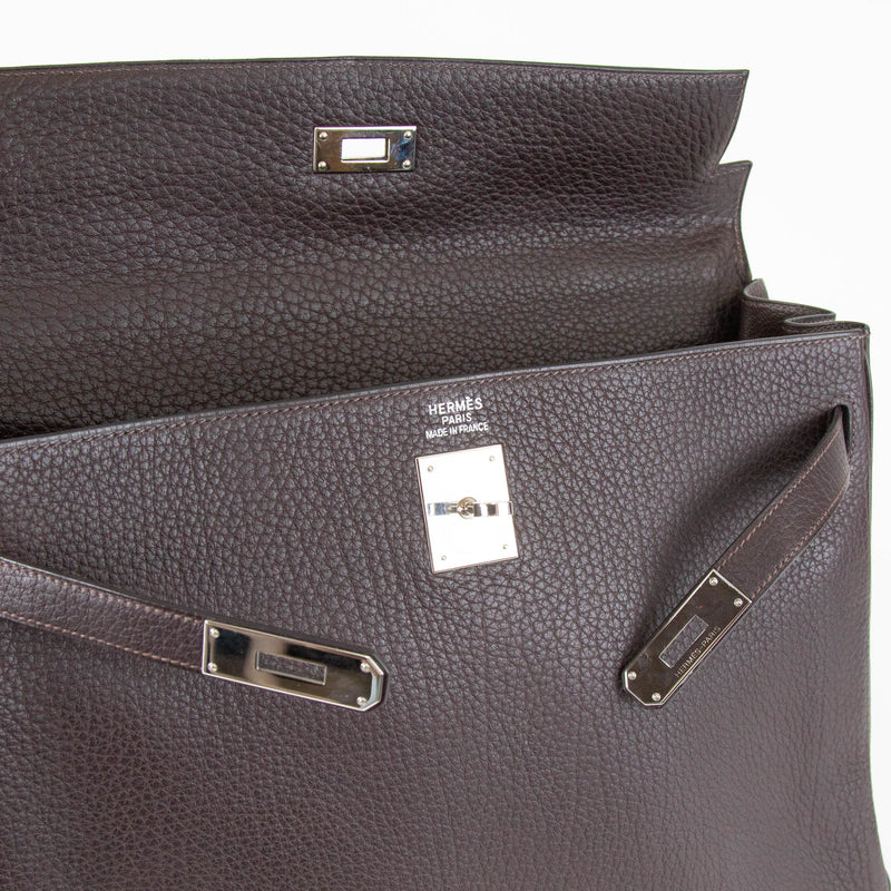 Hermes Kelly 35 Bag Brown Chevre Leather Palladium Hardware