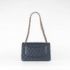 Chanel Navy Caviar Leather Large Double Flap Pale Gold Hardware