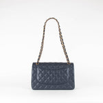 Chanel Navy Caviar Leather Large Double Flap Pale Gold Hardware