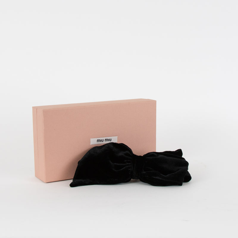 Miu Miu Black Velvet Large Bow With Box