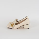 Gucci Cream GG Marmont Fringed Loafer Heels