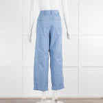 Dries Van Noten Blue Cotton Front Pleat Trousers