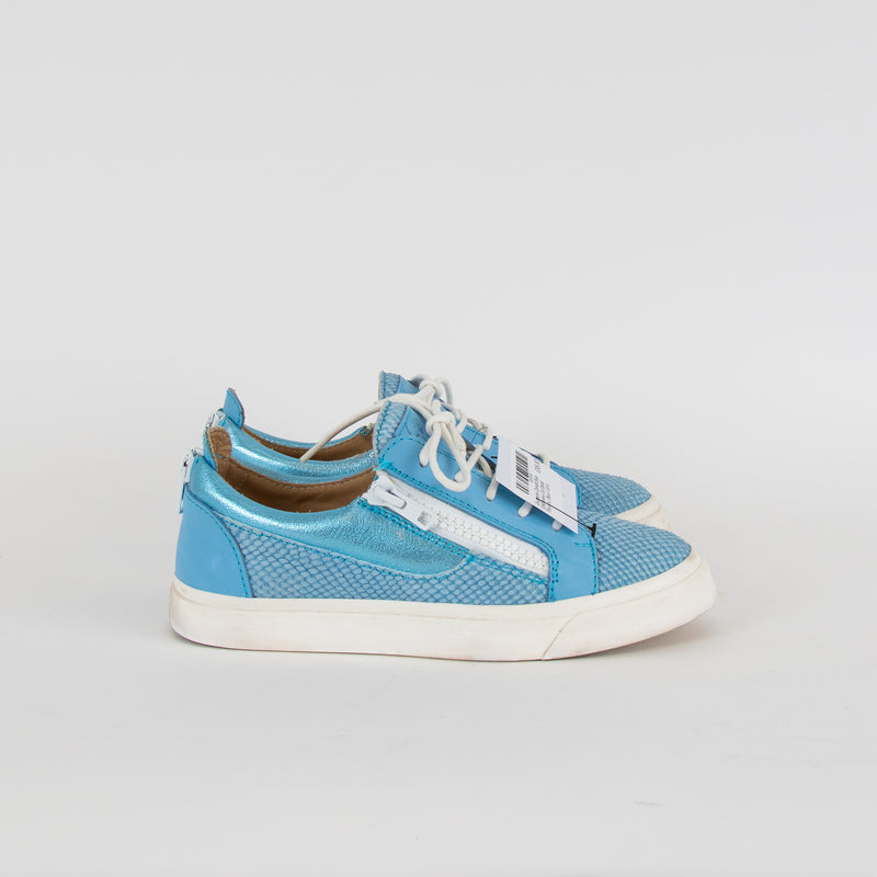 Giuseppe Zanotti Blue Embossed Zip Detail Trainers