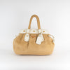 Prada Beige Raffia Jute Laminata And Cinghiale Frame Bag