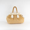 Prada Beige Raffia Jute Laminata And Cinghiale Frame Bag