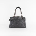 Chanel Quilted CC Shopper Tote Bag With Silver Hardware