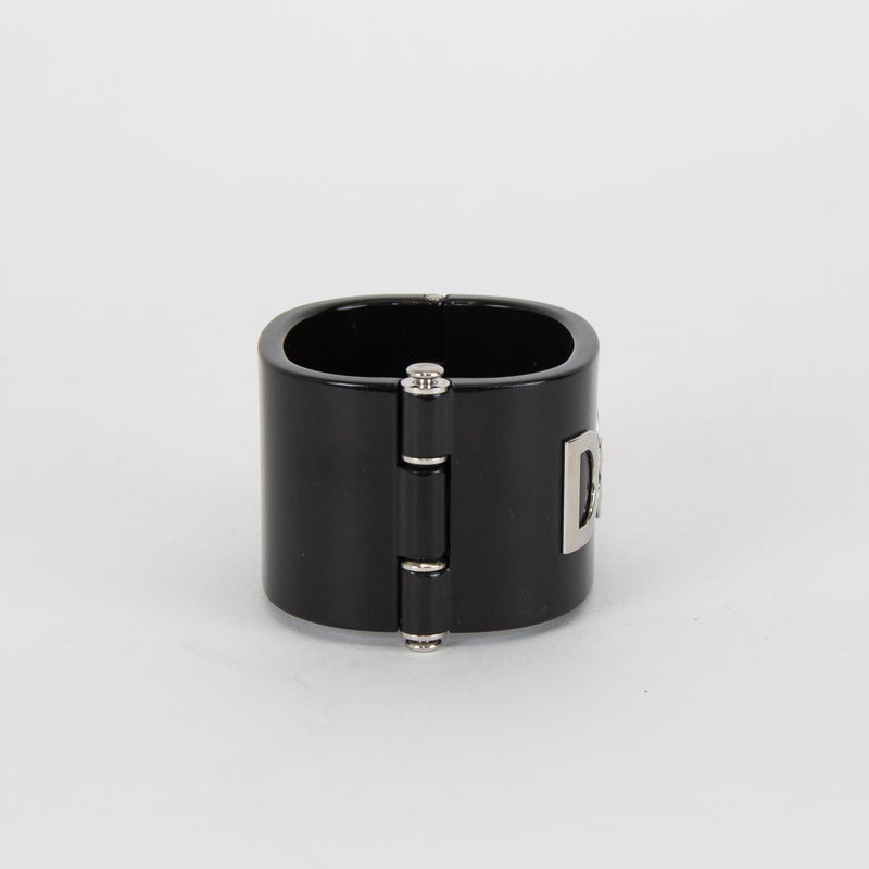 Dolce & Gabbana Black Resin With Silver Logo Cuff