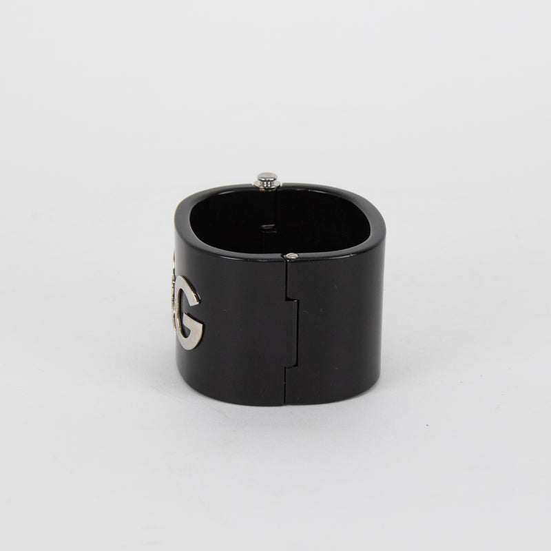 Dolce & Gabbana Black Resin With Silver Logo Cuff