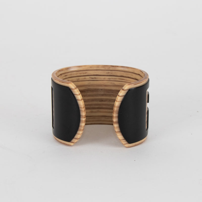 Fendi Black And Bamboo Logo Cuff