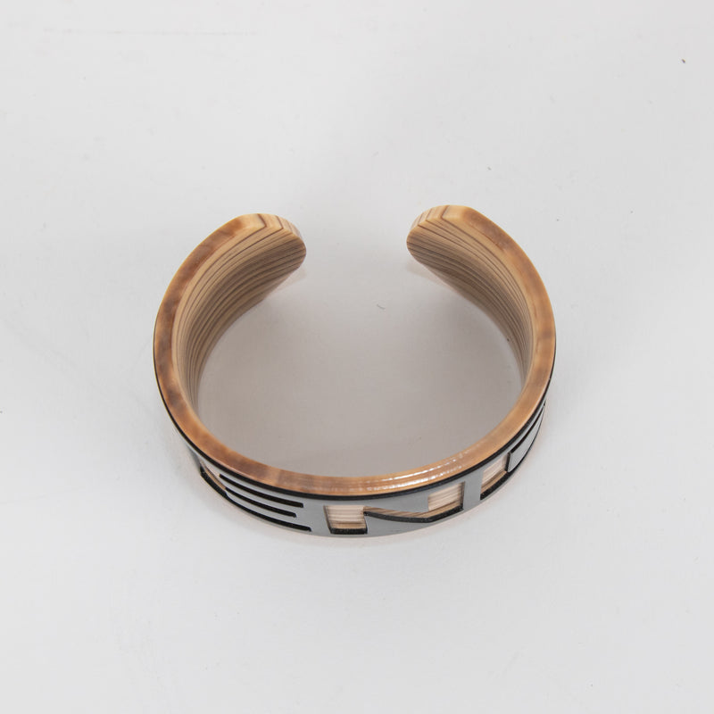 Fendi Black And Bamboo Logo Cuff