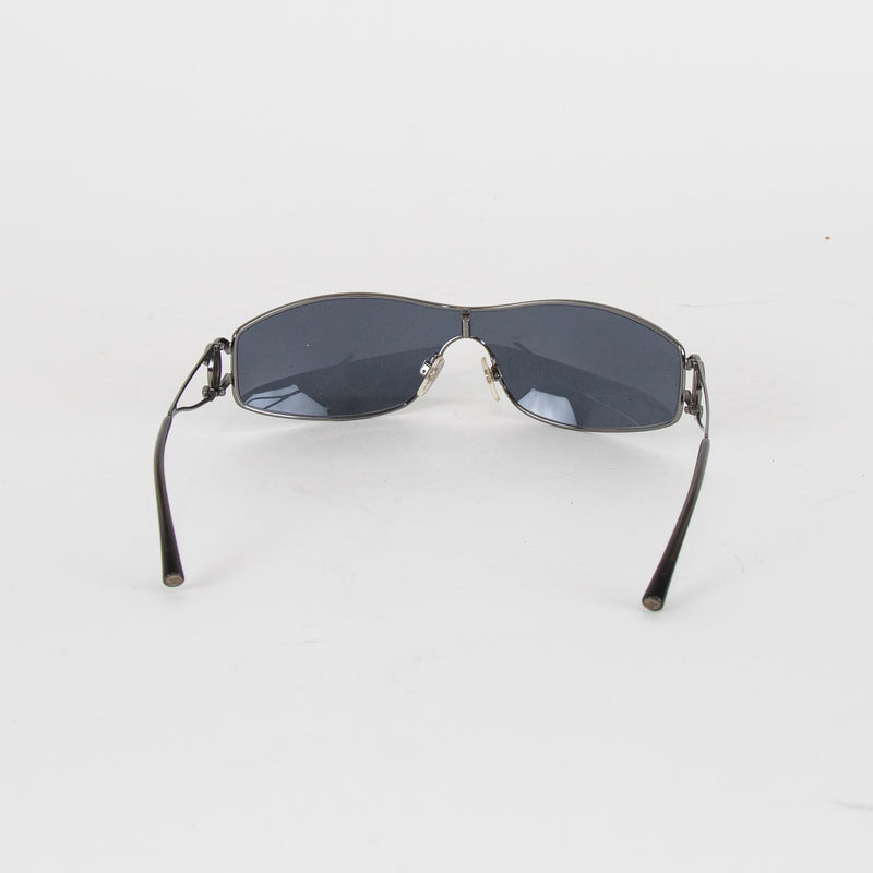 Chanel Black Wraparound Sunglasses With Diamante Logo