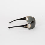 Gucci Black Wraparound Sunglasses With Gold Detail