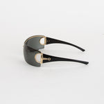 Gucci Black Wraparound Sunglasses With Gold Detail