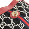 Gucci Black & White Boucle Wool Red Leather Trim Rajah Bag
