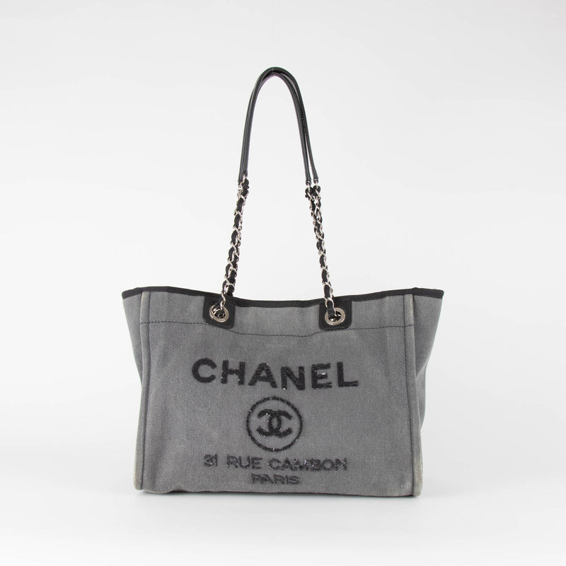 Chanel Grey Canvas With Sequins Deauville Tote Bag