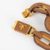 Prada Tan Leather Gold Link Bracelet