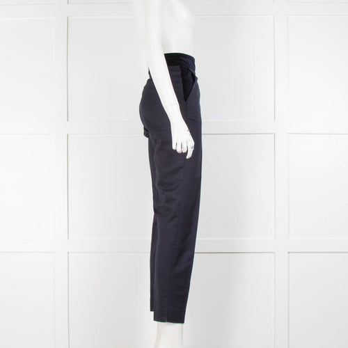 Carolina Herrera Navy Velvet Waistband Trousers