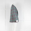 Sandro Green Pink Check Wool Blend Long Blazer