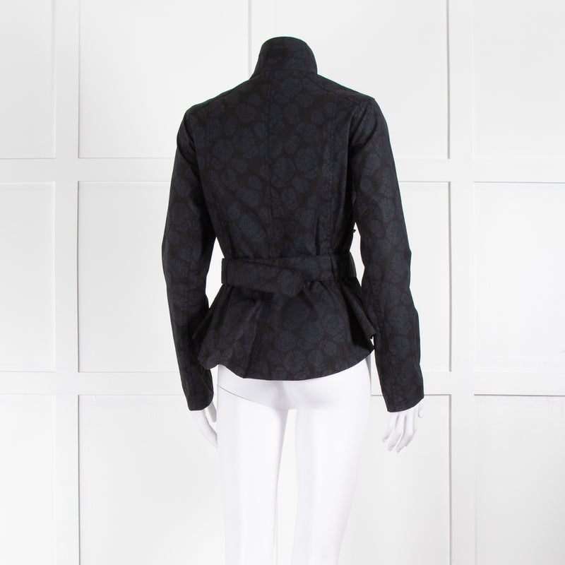 Barbour Navy Floral Print Peplum Jacket