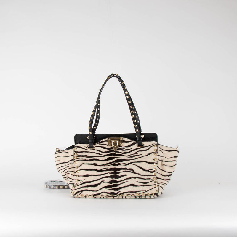 Valentino Rockstud Zebra Print Pony Skin Bag