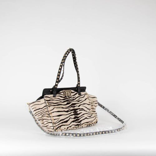 Valentino Rockstud Zebra Print Pony Skin Bag