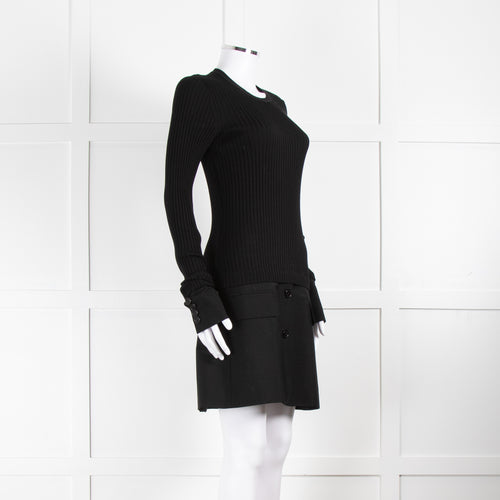 Burberry Black Ribbed Fitted Jumper And Skirt  Dress