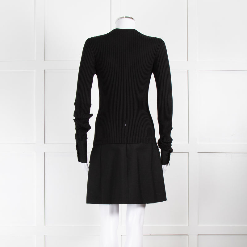 Burberry Black Ribbed Fitted Jumper And Skirt  Dress