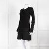 Burberry Black Ribbed Fitted Jumper And Skirt  Dress