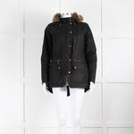 Barbour Black With Faux Fur Hood Trim Jacket