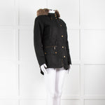 Barbour Black With Faux Fur Hood Trim Jacket