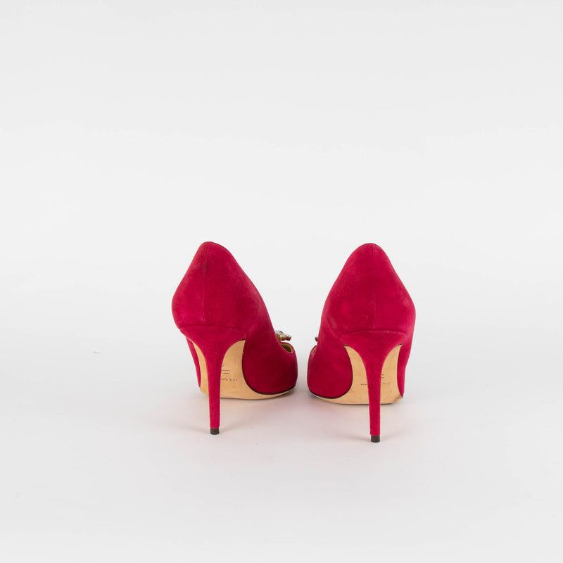 Dolce & Gabbana Pink Suede Court Shoe with Jewelled Toe Detail