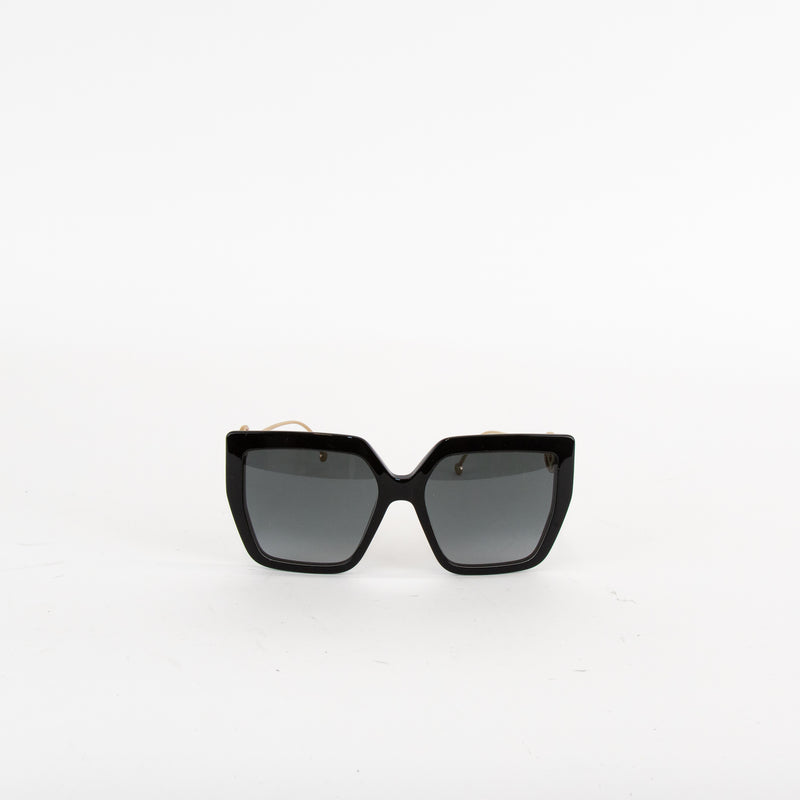 Fendi Black Oversized Wire Arm Logo Sunglasses